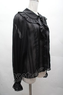 画像3: axes femme kawaii / ストライプシアーブラウス  黒 S-26-04-07-044-AX-BL-HR-ZS