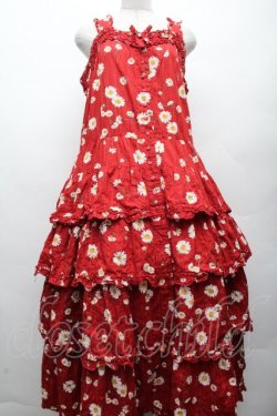 画像1: PINK HOUSE / ひなぎくプリントキャミソールワンピース  赤 S-26-04-07-050-LO-OP-HR-ZS