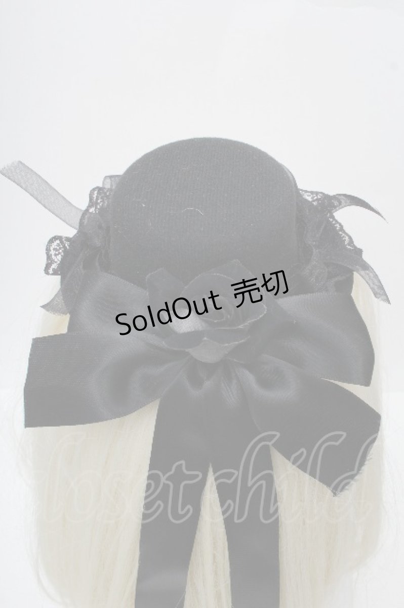 画像3: GOTH / コサージュ付きレースミニハット  黒 S-26-04-07-018-GO-AC-HR-ZS (3)