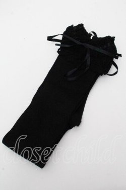 画像1: BABY,THE STARS SHINE BRIGHT / リボン通しレースオーバーニーソックス  黒 S-26-04-07-003-BA-ZA-HR-ZS