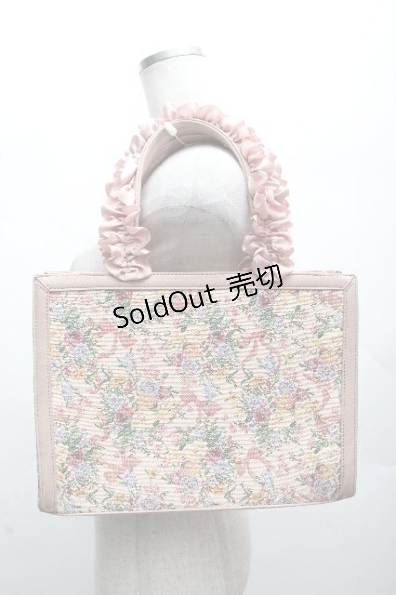 画像2: Maison de FLEUR / ゴブランフリルハンドルトートバッグ  ピンク S-26-04-07-034-LO-BG-TE-ZS (2)