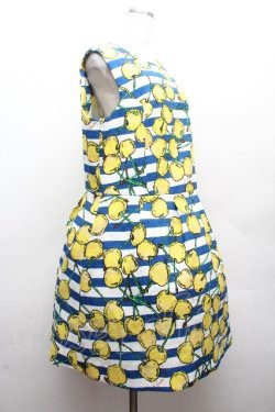 画像2: Franche Lippee / レトロチェリーワンピース  青ｘ白ｘイエロー S-26-04-09-033-LO-OP-AS-ZS