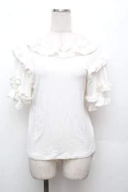 画像1: axes femme kawaii / フリルリボン半袖カットプル  白 S-26-04-09-005-AX-TO-HR-ZS