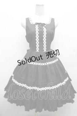 画像1: Cornet / お花レース編上げワンピース  黒ｘ白 S-26-04-09-046-LO-OP-AS-ZS