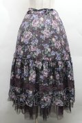 axes femme / ホーリーローズ柄フリルスカート  パープル S-26-04-09-048-AX-SK-HR-ZS