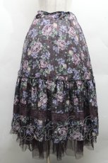 画像1: axes femme / ホーリーローズ柄フリルスカート  パープル S-26-04-09-048-AX-SK-HR-ZS (1)