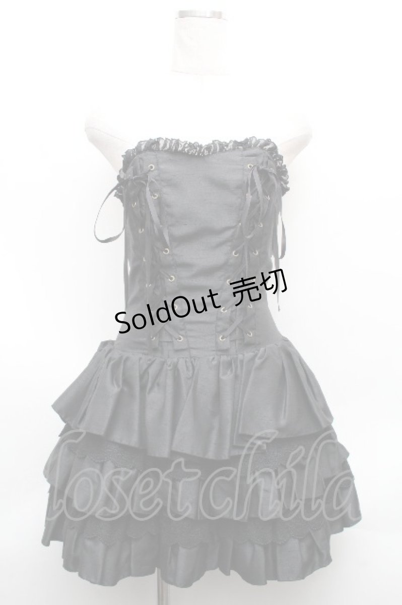 画像1: ATELIER PIERROT / レースアップミニコルセットワンピース  黒 S-26-04-09-050-EL-OP-HR-ZS (1)