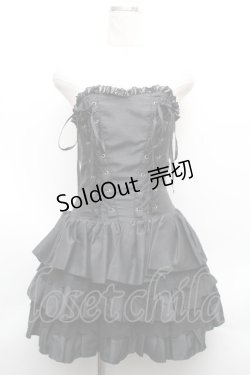 画像1: ATELIER PIERROT / レースアップミニコルセットワンピース  黒 S-26-04-09-050-EL-OP-HR-ZS