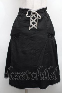 画像1: axes femme / フロント編上レース切替スカート  黒 S-26-04-09-055-AX-SK-AS-ZS