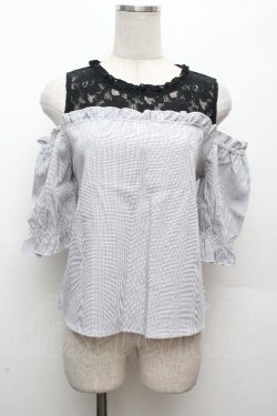 画像1: LOLITA / 肩あきチェックトップス  サックスｘ黒 S-26-04-09-010-LO-TO-HR-ZS