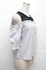画像2: LOLITA / 肩あきチェックトップス  サックスｘ黒 S-26-04-09-010-LO-TO-HR-ZS (2)