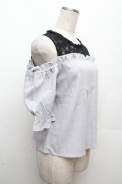 画像2: LOLITA / 肩あきチェックトップス  サックスｘ黒 S-26-04-09-010-LO-TO-HR-ZS