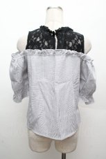 画像3: LOLITA / 肩あきチェックトップス  サックスｘ黒 S-26-04-09-010-LO-TO-HR-ZS (3)