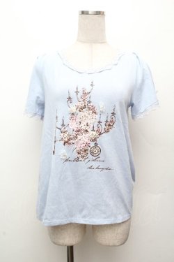 画像1: axes femme / フラワーモチーフTシャツ M サックス S-26-04-09-002-AX-TS-TE-ZS