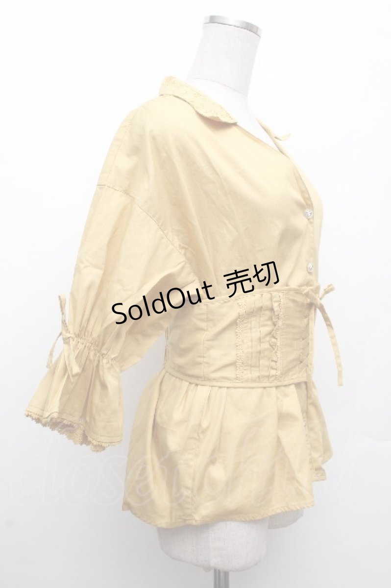 画像2: axes femme / コルセットベルト付シャツ  からし S-26-04-09-011-AX-BL-AS-ZS (2)
