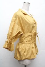画像2: axes femme / コルセットベルト付シャツ  からし S-26-04-09-011-AX-BL-AS-ZS (2)