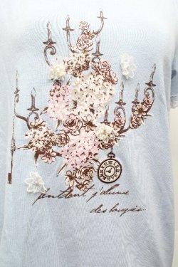 画像2: axes femme / フラワーモチーフTシャツ M サックス S-26-04-09-002-AX-TS-TE-ZS