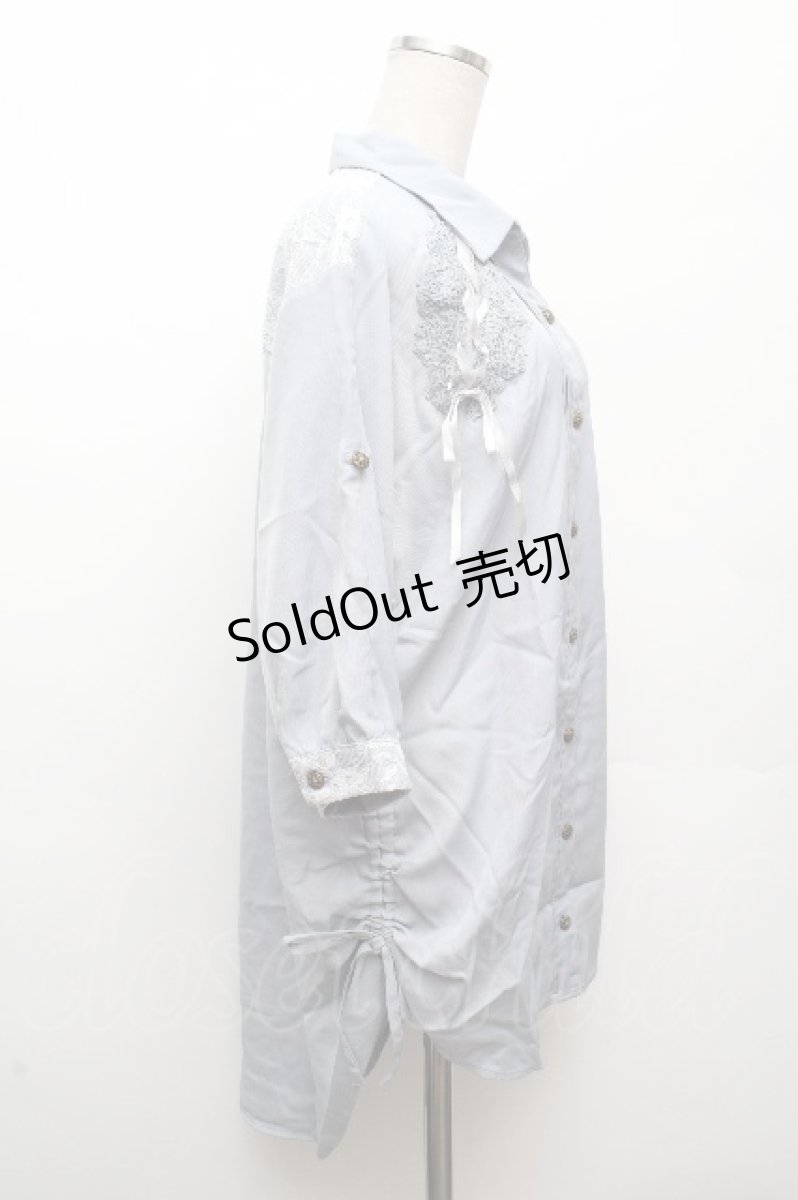 画像3: axes femme / ロングブラウス  サックス S-26-04-09-013-AX-BL-AS-ZS (3)