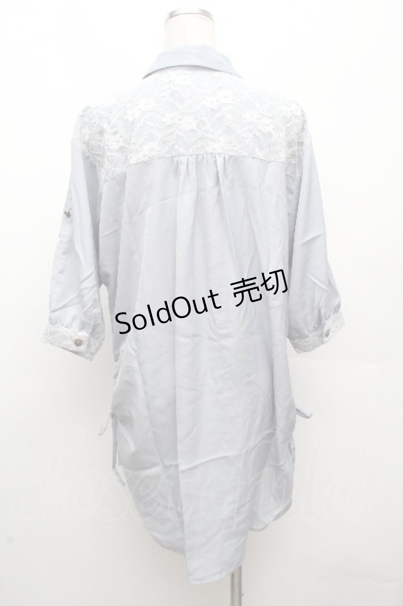 画像4: axes femme / ロングブラウス  サックス S-26-04-09-013-AX-BL-AS-ZS (4)