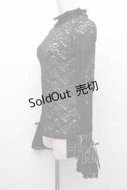 画像2: Moi-meme-Moitie / ローズフレアスリーブカットソー  黒 S-26-04-09-019-MO-TO-HR-ZS