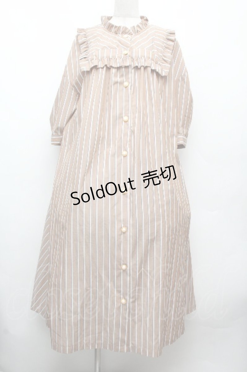 画像1: Franche Lippee / ストライプワンピース 3L ベージュ S-26-04-09-023-LO-OP-AS-ZS (1)