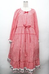 PINK HOUSE / ミッキー&ミニー刺繍レースワンピース  赤 S-26-04-09-025-LO-OP-AS-ZS