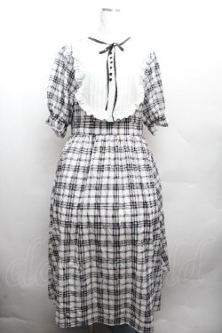 画像1: m petit by misako / チェックキリカエワンピース 3L 白ｘ黒 S-26-04-10-032-LO-OP-HR-ZS