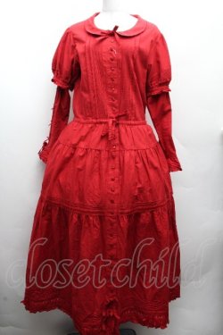 画像1: PINK HOUSE / パフロングスリーブワンピース  赤 S-26-04-10-033-LO-OP-HR-ZS