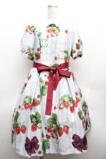 画像1: LIEF / 苺リボンワンピース M グレー S-26-04-10-035-LO-OP-HR-ZS (1)
