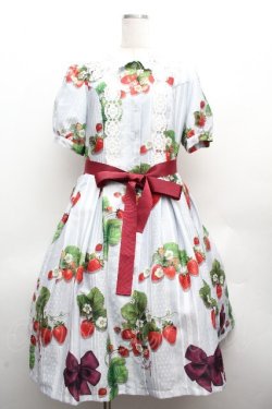 画像1: LIEF / 苺リボンワンピース M グレー S-26-04-10-035-LO-OP-HR-ZS