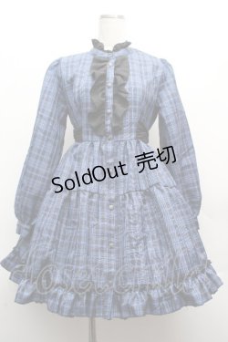 画像1: NIBBLE POISON / チェックフリルシャツワンピース  ブルー S-26-04-10-036-0-PA-HR-ZS