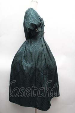 画像2: axes femme / スクエアネックジャガードワンピース  ブルーグリーン S-26-04-10-037-AX-OP-HR-ZS