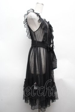 画像2: Chalmiere / ドットチュールエプロン  黒 S-26-04-10-038-0-OP-HR-ZS