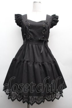 画像1: NIBBLE POISON / クロスレースフリルミニワンピース  黒 S-26-04-10-040-0-OP-HR-ZS