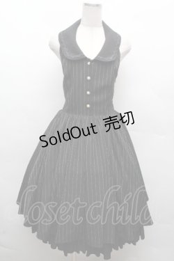 画像1: ATELIER PIERROT / ストライプベストワンピース  黒 S-26-04-10-043-EL-OP-HR-ZS