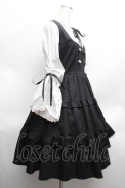 画像2: axes femme POETIQUE / 姫袖風ジャンパースカートドッキングワンピース  黒ｘ白 S-26-04-10-047-AX-OP-HR-ZS