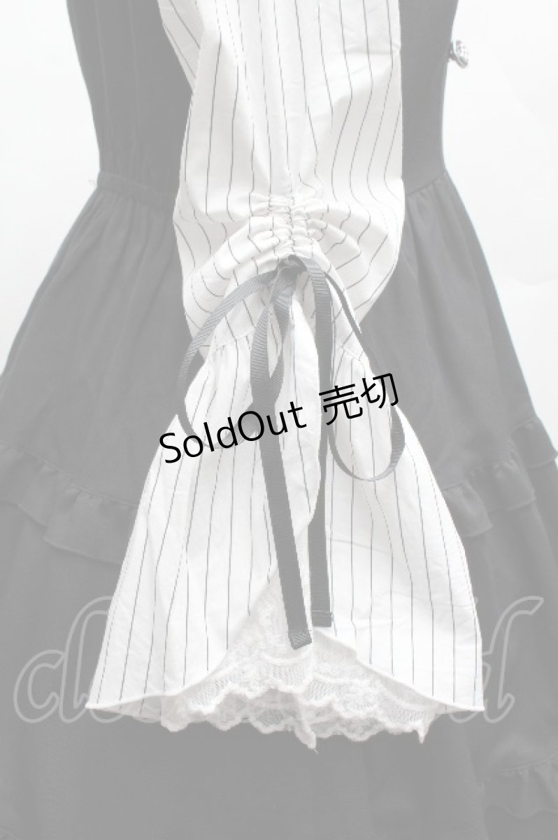 画像4: axes femme POETIQUE / 姫袖風ジャンパースカートドッキングワンピース  黒ｘ白 S-26-04-10-047-AX-OP-HR-ZS (4)