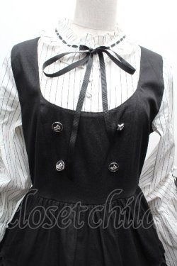 画像5: axes femme POETIQUE / 姫袖風ジャンパースカートドッキングワンピース  黒ｘ白 S-26-04-10-047-AX-OP-HR-ZS