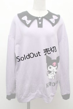 画像1: サンリオ / リボン襟クロミプリントプルオーバー  ラベンダーｘ黒 S-26-04-10-014-EL-TO-HR-ZS