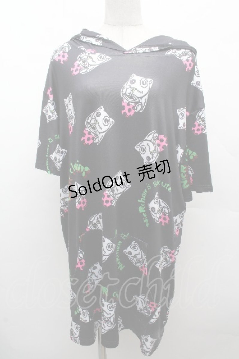 画像1: NieR Clothing / 転写フードプルオーバー  黒 S-26-04-10-022-PU-TO-HR-ZS (1)