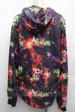 画像2: NieR Clothing / フードプリントプルオーバー  黒 S-26-04-10-023-PU-TO-HR-ZS