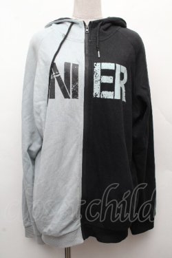 画像1: NieR Clothing / バイカラーZIPパーカー  黒ｘサックス S-26-04-10-024-PU-TO-HR-ZS