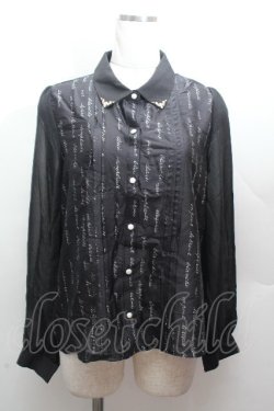 画像1: axes femme POETIQUE / メッセージサテンブラウス  黒 S-26-04-12-035-AX-BL-HR-ZS