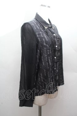 画像3: axes femme POETIQUE / メッセージサテンブラウス  黒 S-26-04-12-035-AX-BL-HR-ZS