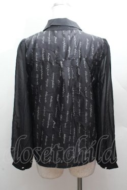 画像4: axes femme POETIQUE / メッセージサテンブラウス  黒 S-26-04-12-035-AX-BL-HR-ZS