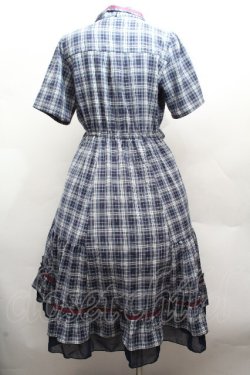 画像4: axes femme / リボンｘチェック柄ワンピース  ブルー S-26-04-12-038-AX-OP-HR-ZS