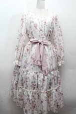 画像1: axes femme / 桜柄ティアードワンピース  オフ S-26-04-12-042-AX-OP-AS-ZS (1)