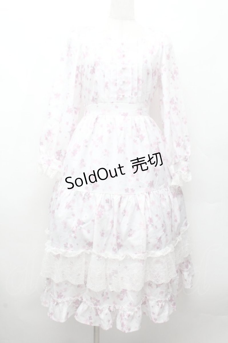 画像1: axes femme / 桜柄ティアードワンピース  オフ S-26-04-12-044-AX-OP-ET-ZS (1)