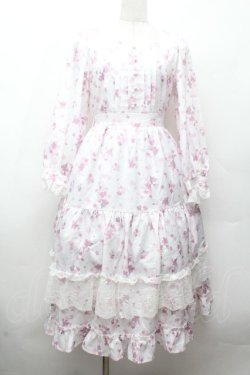 画像1: axes femme / 桜柄ティアードワンピース  オフ S-26-04-12-044-AX-OP-ET-ZS