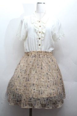 画像1: axes femme / 鍵プリント切替ワンピース  オフｘキナリ S-26-04-12-051-AX-OP-HR-ZS